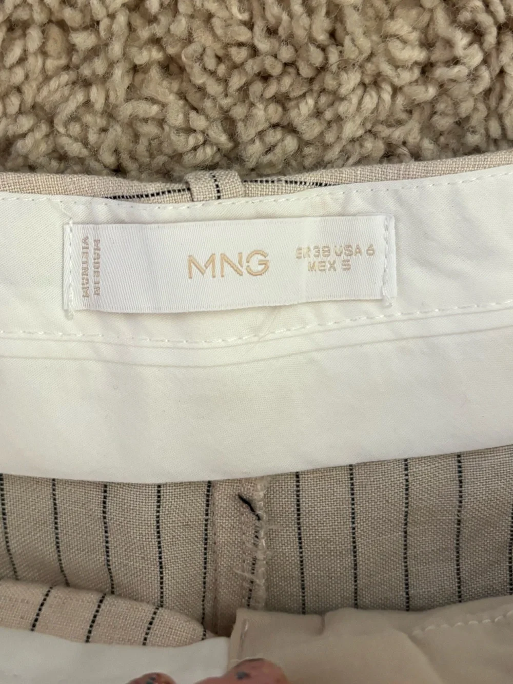 Mango linen blend pinstripe pants
